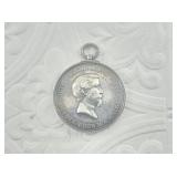 Beautiful engraved antique silver watch FOB from P