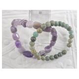 2 Semi-precious stone stretch bracelets