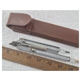 Mercury minimum/maximum thermometer in leather cas