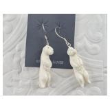 Bone otter earrings on sterling silver hooks