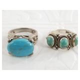 2 Vintage Sterling silver pawn style rings with tu