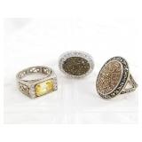 3 Sterling silver rings: sizes 7, 8, 8