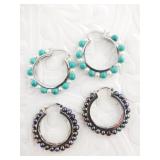 2 Pairs of sterling silver and pearl earrings