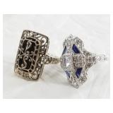 3 Sterling silver rings: sizes 8, 7, 7