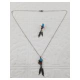 Stunning pawn style silver and turquoise necklace
