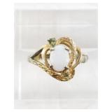 Damaged old ring with beautiful opal center, testi