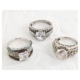 3 Sterling silver rings: sizes 6.5, 8, 6