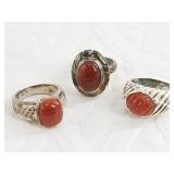 3 Sterling silver rings: sizes 7, 8, 8