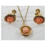 Gorgeous set of 12kt gold fill earrings and neckla