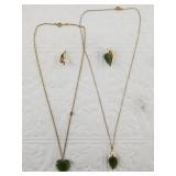 12kt Gold fill and jade necklace and earring set