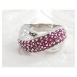 Sterling silver ring: with ruby, size 8