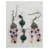 2 Pairs of sterling silver earrings, 1 pair is mal