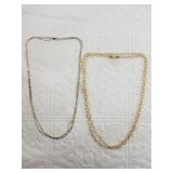 2 Sterling silver chains, 1 is gold plated, total