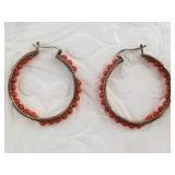 Pair of sterling silver and coral earrings 10 gram