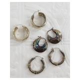 3 Pairs of sterling silver earrings, total weight