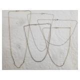 5 Sterling silver chains, total weight is 13.5 gra