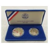 1986 S 2 piece Ellis Island coin set with silver d