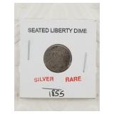 1855 Seated Liberty silver dime