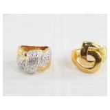 2 Sterling silver rings with gold plate: sizes 5,