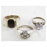 3 Sterling silver rings: sizes 7, 8, 8.5