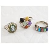 3 Sterling silver rings: sizes 6, 7, 8