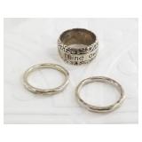 3 Sterling silver rings: all size 5