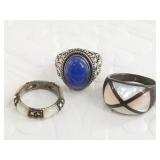 3 Sterling silver rings: sizes 6, 8, 5