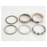 6 Sterling silver rings: sizes 7-8