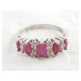 Sterling silver ring: with ruby, size 5 1/2