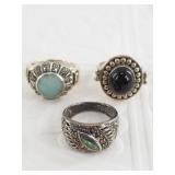 3 Sterling silver rings: sizes 8, 8, 8