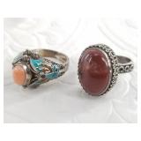 2 Sterling silver rings: sizes  7, 8