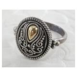 Sterling silver ring: with 18kt gold embellishment