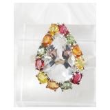 Sterling silver ring: with assorted gemstones, siz