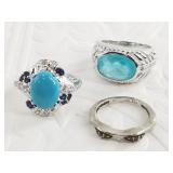 3 Sterling silver rings: sizes 7, 8, 6