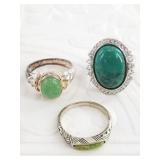 3 Sterling silver rings: sizes 6, 8, 8
