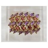 10kt Gold, diamond and amethyst ring, size 8 1/4,