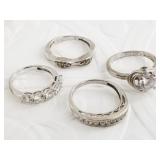 4 Sterling silver rings: sizes 4, 6, 6, 6
