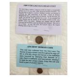 Lot of 2:  1909VDB wheat cent and an ancient Roman