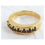 Sterling silver ring: with sapphire, gold plating,