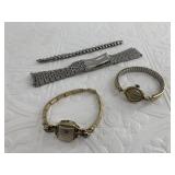 Lot with vintage ladies wrist watches and bands