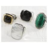 Large collection of stainless steel rings includin