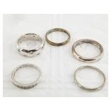 5 Sterling silver rings: sizes 6, 7, 7, 8, 9