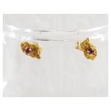 Pair of Alaskan 22kt gold nugget earrings with rub