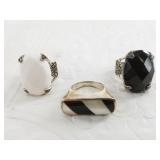 3 Sterling silver rings: sizes 7, 7, 8