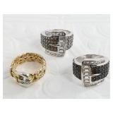 3 Sterling silver rings: sizes 7, 7, 7