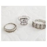 3 Sterling silver rings: sizes 7, 6 1/2, 6