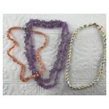 Three natural stone necklaces