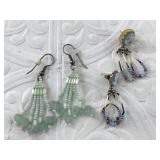 Two unique pairs of Alaskan hand beaded earrings.