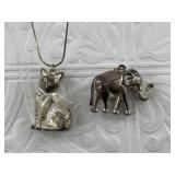 2 Vintage animal shaped pendants silver or silver-