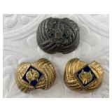 3 Vintage handkerchief clasp jewelry